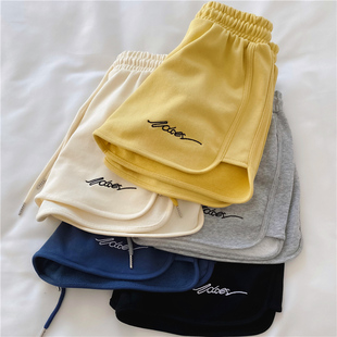 瑜伽热裤 2025夏季 高腰休闲阔腿裤 女宽松外穿跑步居家睡裤 运动短裤