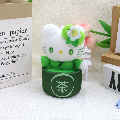 新款绿茶凯蒂猫毛绒玩偶挂件hellokitty毛绒玩具钥匙扣背包挂件