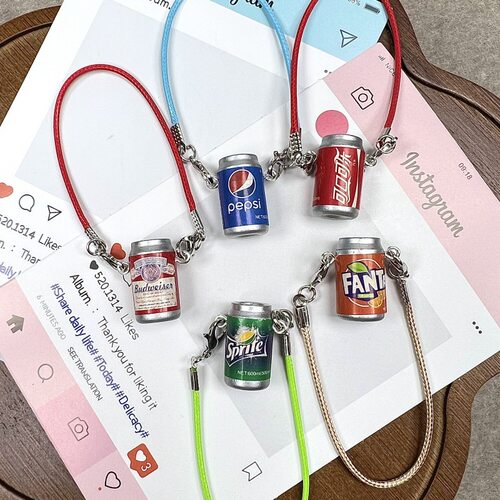 仿真易拉罐饮料瓶棉花娃娃斜跨配饰钥匙扣拉布布玩偶斜挎包挂件