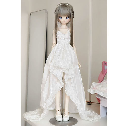 仅娃衣】适用于bjd3分/4分/6分娃衣小白裙 米四可穿ob22娃衣头饰