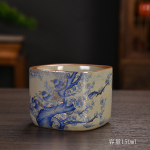 汝窑开片可养蓝喜鹊主人杯