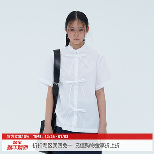白色衬衣女衬衫 复古日系带短袖 女设计感小众 原创设计 DOSORDONTS