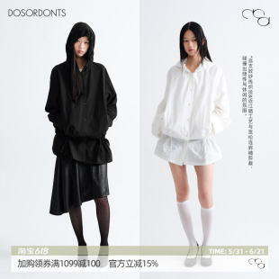 DOSORDONTS 2026夏新品日本近江晒中长款廓形连帽抽绳宽松衬衣女