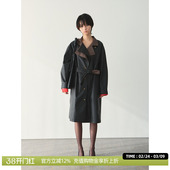 风衣女 油蜡感双层领撞色廓形中长款 DOSORDONTS 纸片人2025秋新款