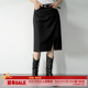 黑弧插袋结构羊毛半裙直筒开叉半身裙女夏季 DOSORDONTS Everyday