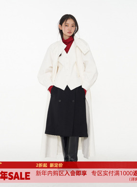 DOSORDONTS 腰带扣双排扣绒面复合时装A字百搭半身裙2025秋冬女