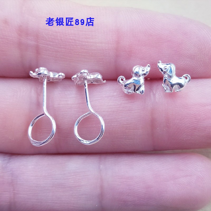 韩国弯钩足银迷你耳骨钉