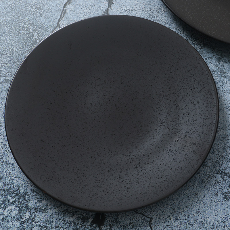【某牌 孤品】黑色哑光磨砂餐具平盘【高端 新骨瓷】早餐糕点碟子