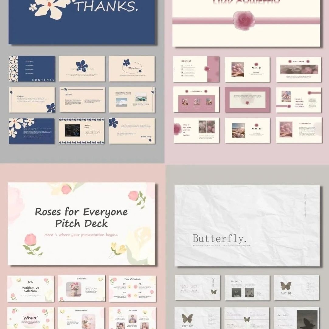 高级感ppt模板 个人介绍作业汇报通用 拍下发主图四款