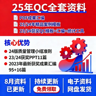 2025QC成果获奖案例PPT模板+统计工具+24版质量管理小组准则全集
