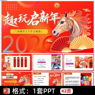 2026马年企业公司致敬打工人年会活动策划方案橙色系PPT模版
