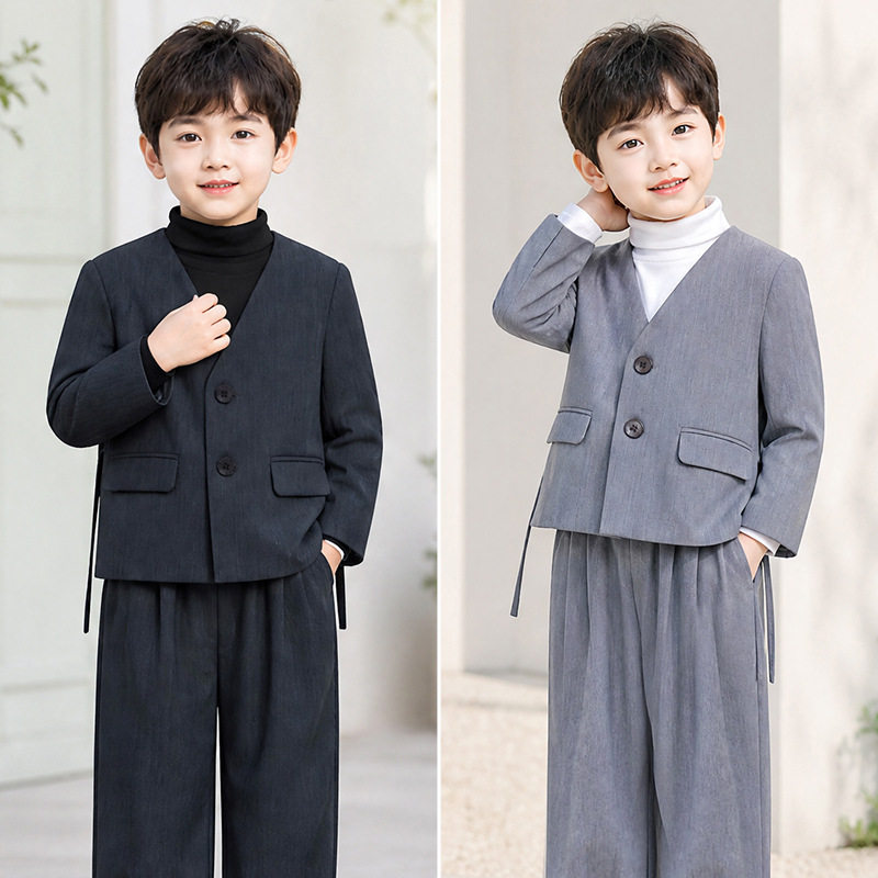 男童西装套装秋季休闲老钱风西服