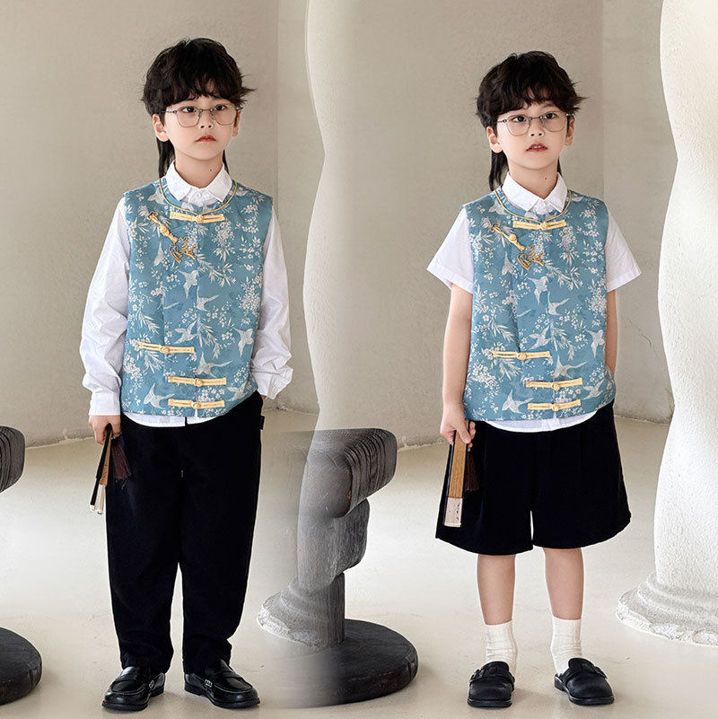 中式男童马甲套装夏季休闲汉服