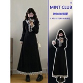 大码 蕾丝花边连衣裙 新款 胖MM法式 气质翻领收腰显瘦A字长裙女春季