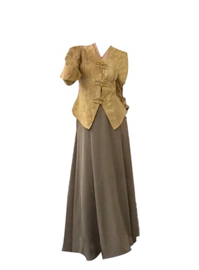 大码胖妹妹高级感气质名媛夏季新款时尚新中式黄色上衣女裙子套装