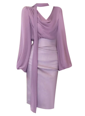 大码胖MM纯欲性感荡领显瘦长袖衬衫夏季新款气质高腰包臀裙两件套