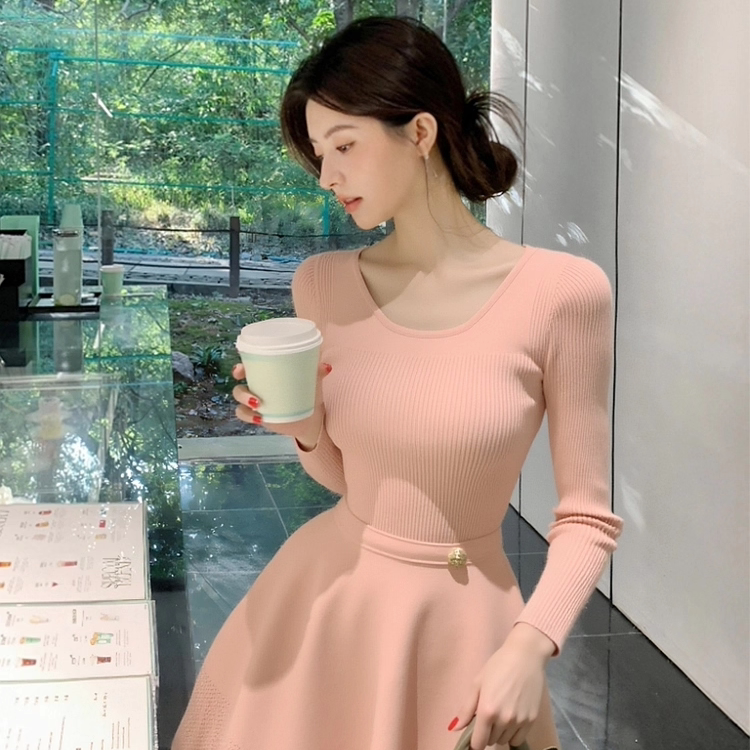 大码胖MM法式独特掐腰内搭短裙女装春季新款高级感粉色针织连衣裙,女装/女士精品,连衣裙,淘宝优惠券,粉丝福利购,淘宝优惠卷