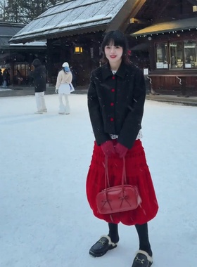 大码胖mm小香风黑色翻领短款外套女秋冬加厚气质宽松休闲开衫上衣