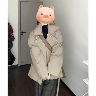 大码胖MM法式面包服棉衣中长款外套女士春季新款棉服棉袄女装ins