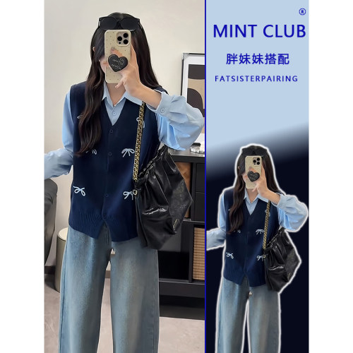 秋季新款时尚设计感假两件上衣女