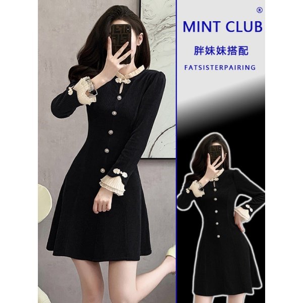 大码新中式休闲气质小香风连衣裙女装春季胖mm收腰显瘦高级感裙子,女装/女士精品,连衣裙,淘宝优惠券,粉丝福利购,淘宝优惠卷