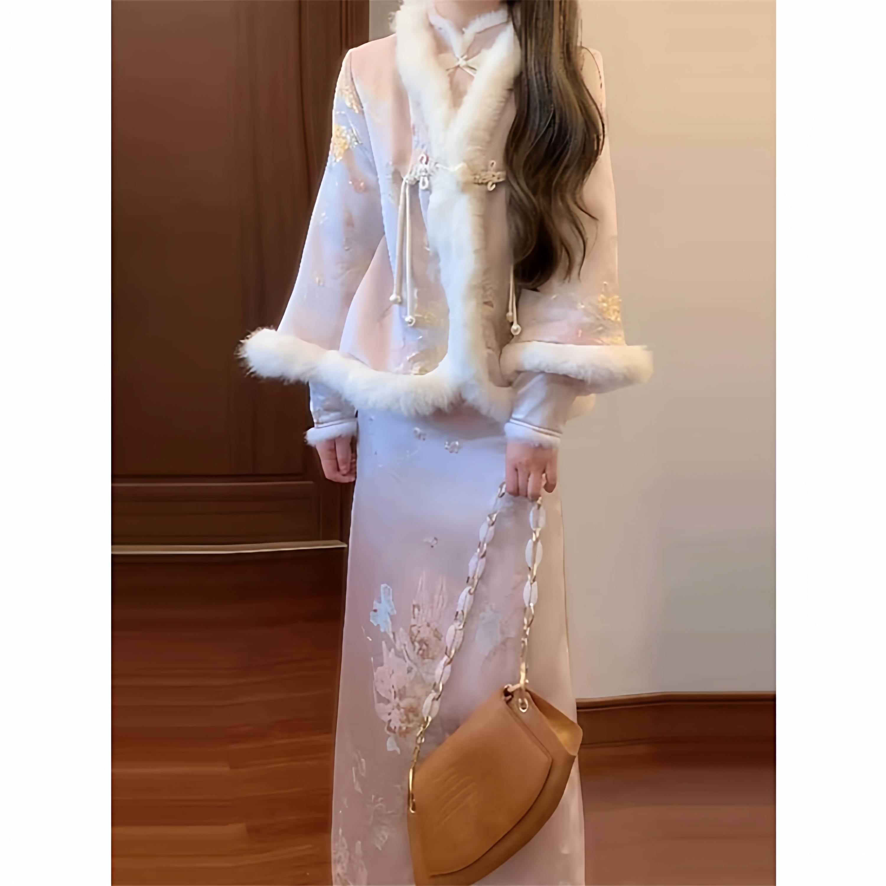 新中式旗袍连衣裙加外套两件套装