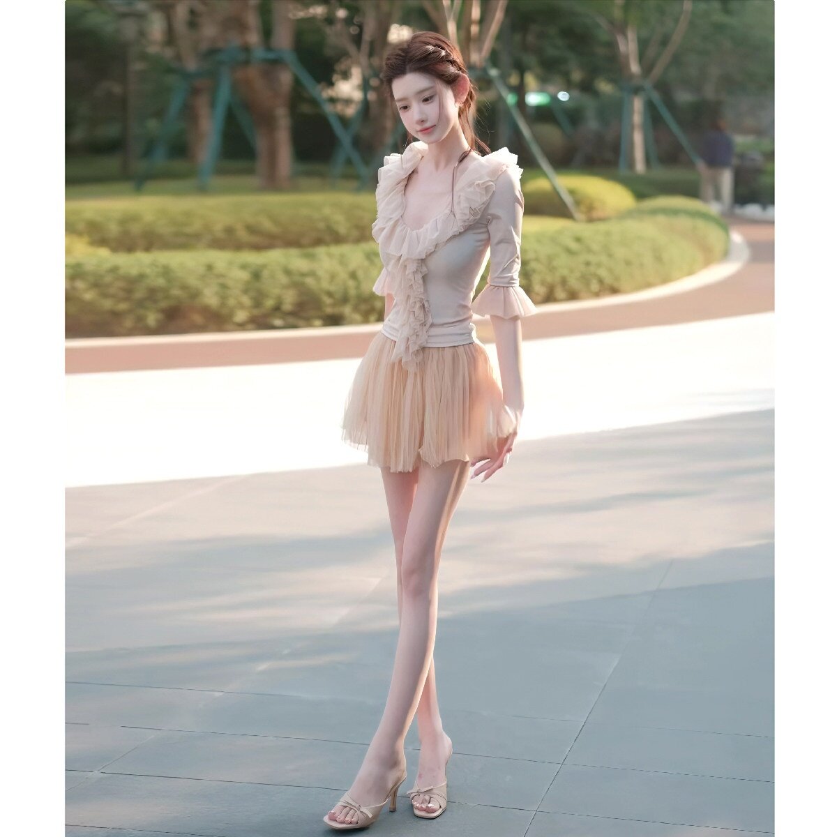 大码胖MM韩系气质减龄时尚套装夏季新款修身中袖上衣百搭半身裙女