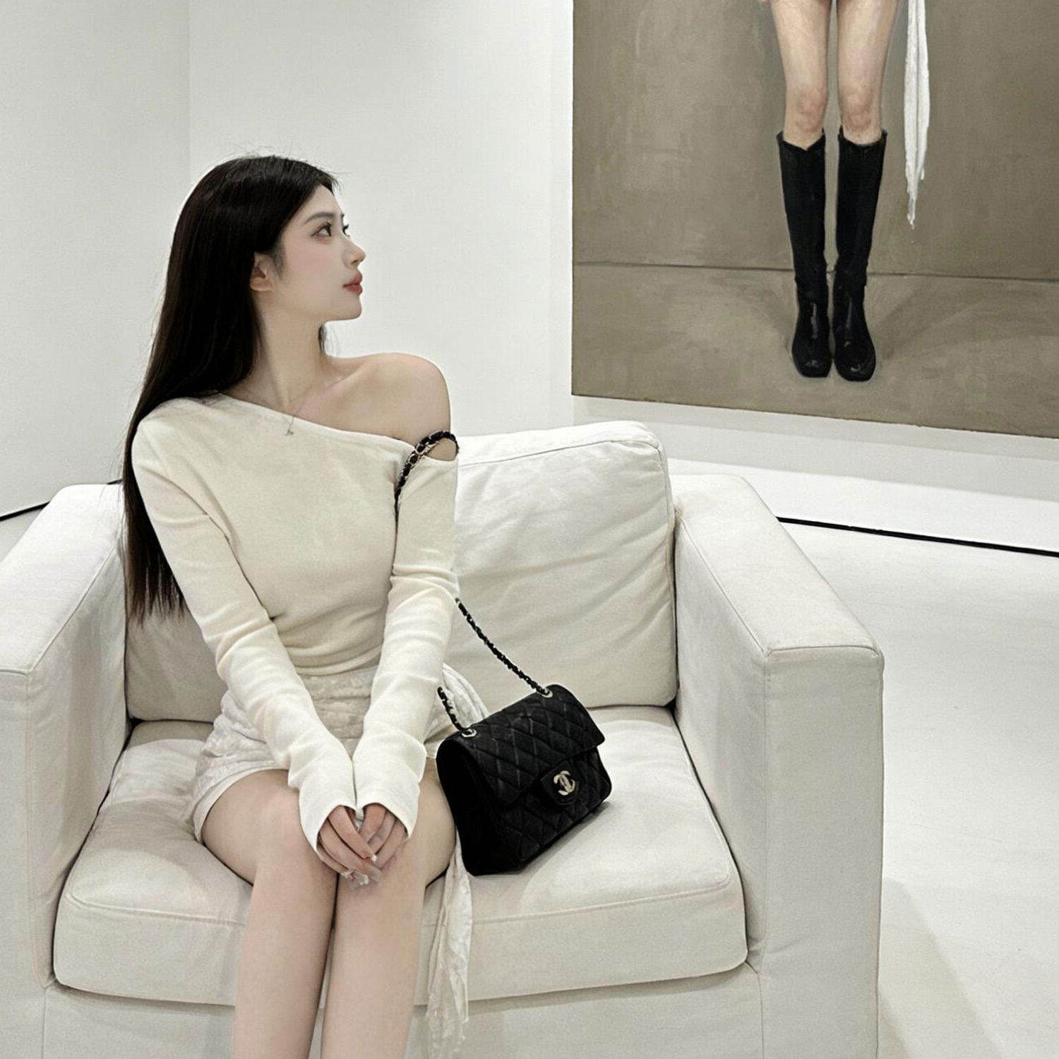 大码胖mm韩系高级感斜肩系带收腰包臀连衣裙女装春季休闲露肩短裙,女装/女士精品,连衣裙,淘宝优惠券,粉丝福利购,淘宝优惠卷