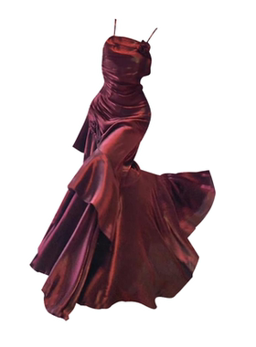 大码胖mm高级感步步生莲吊带连衣裙女夏季轻奢小众订婚鱼尾礼服裙