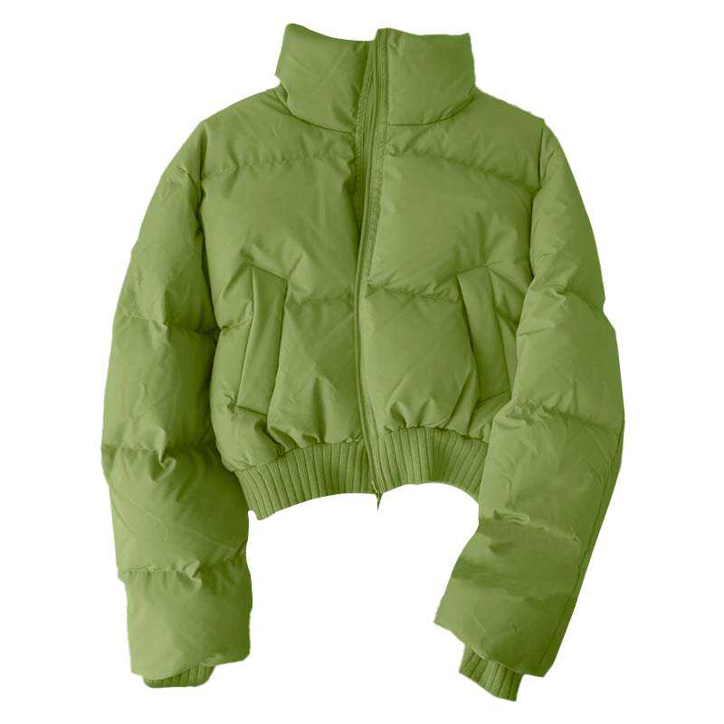 立领加厚绿色棉衣棉服冬季新款