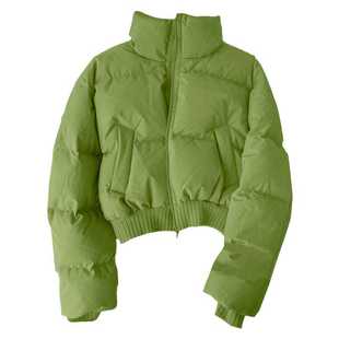 大码胖妹妹立领加厚绿色棉衣棉服冬季2025新款小众ins面包服外套