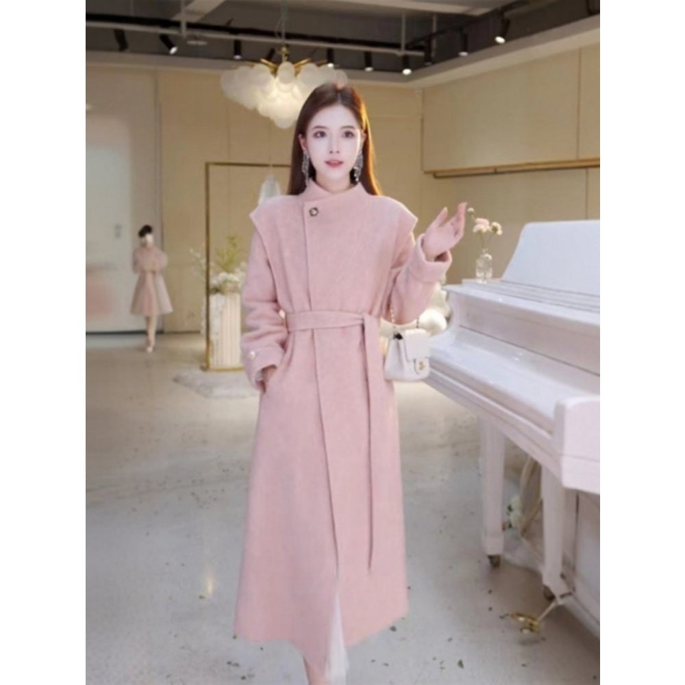 大码胖mm气质高级感宽松中长款大衣女装春季轻奢名媛束腰毛呢外套,女装/女士精品,毛呢外套,淘宝优惠券,粉丝福利购,淘宝优惠卷