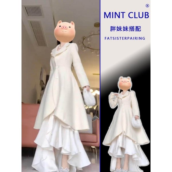 大码胖MM法式高级感白色收腰不规则鱼尾吊带连衣裙外套气质两件套,女装/女士精品,时尚套装,淘宝优惠券,粉丝福利购,淘宝优惠卷