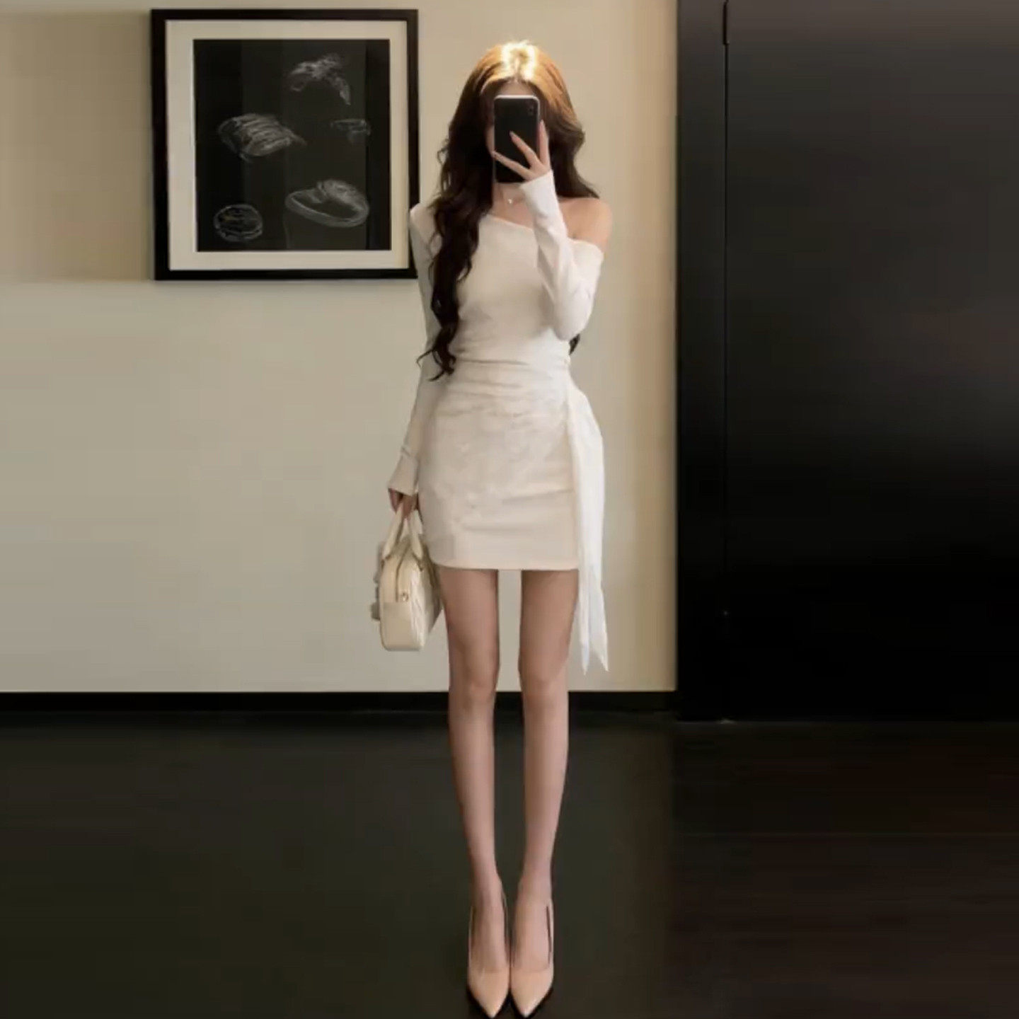 大码胖mm韩系特别漂亮掐腰斜肩连衣裙子女装春季绝美内搭包臀短裙,女装/女士精品,连衣裙,淘宝优惠券,粉丝福利购,淘宝优惠卷