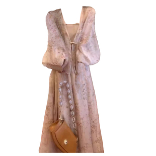 空调衫 大码 胖mm春季 新款 旗袍碎花裙 防晒三件套连衣裙女中国风时尚