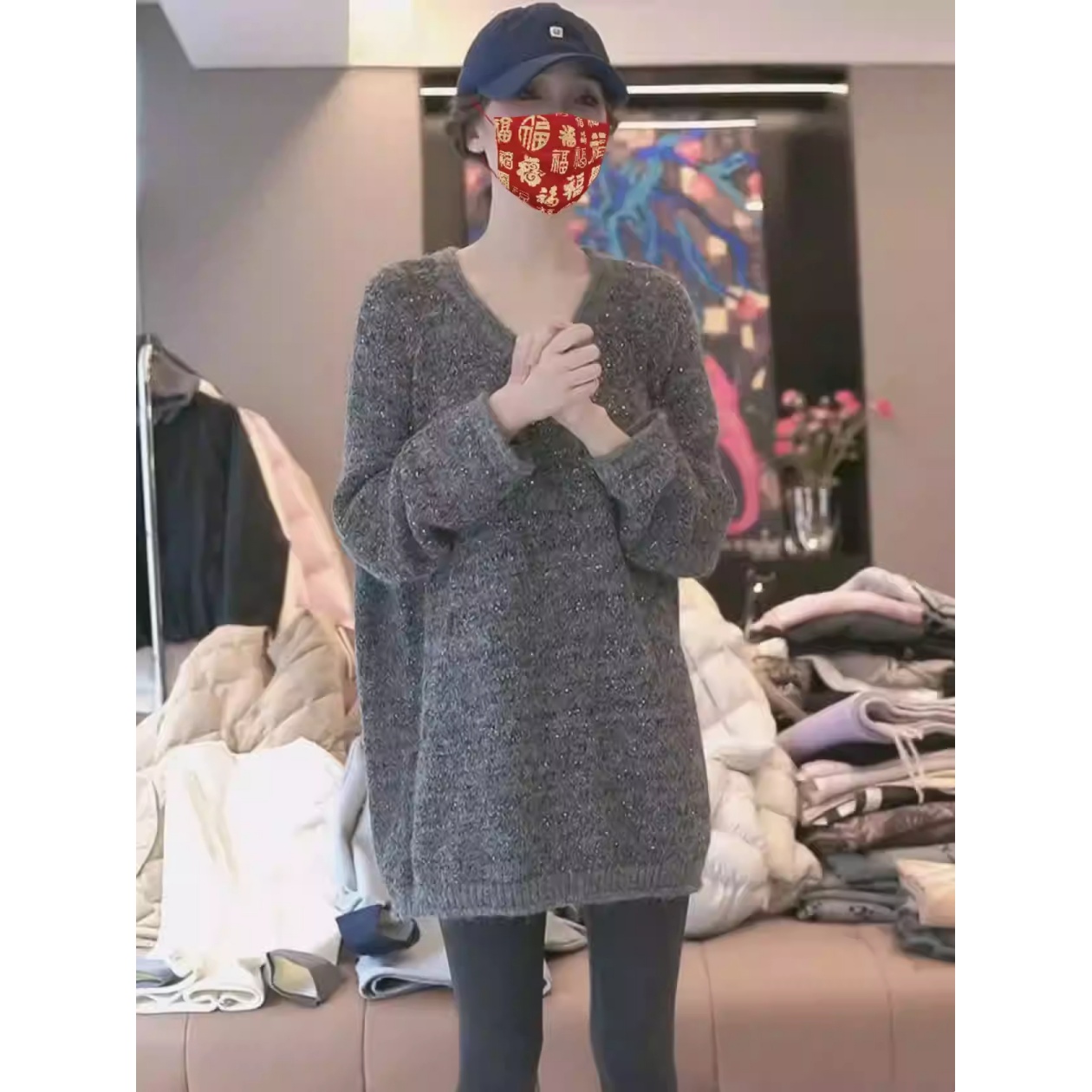 秋冬新款慵懒风宽松显瘦针织上衣