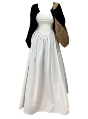 大码胖妹妹防晒开衫外套吊带裙两件套装夏季显瘦度假白色连衣裙女