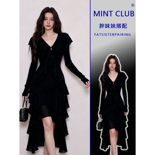 设计感不规则前短后长连衣裙女