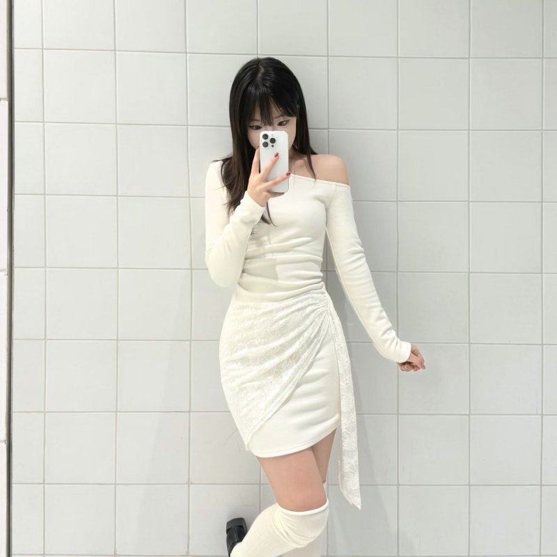 大码胖mm韩系斜肩系带连衣裙女春季新款收腰内搭修身显瘦包臀短裙,女装/女士精品,连衣裙,淘宝优惠券,粉丝福利购,淘宝优惠卷