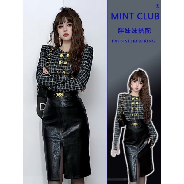 大码胖mm法式轻熟风黑色高腰包臀半身裙女春季新款双排扣修身上衣,女装/女士精品,时尚套装,淘宝优惠券,粉丝福利购,淘宝优惠卷