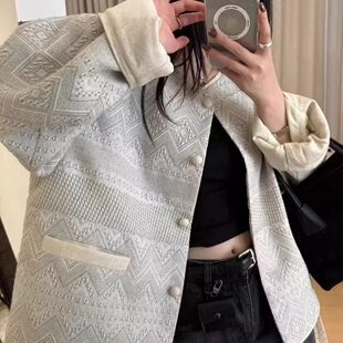 春季 大码 棉服女装 小香风短款 韩系宽松独特超好看夹棉外套 胖MM法式