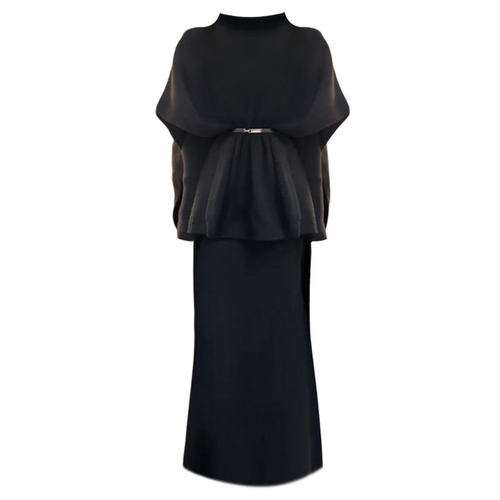 韩版气质斗篷高领毛衣外套连衣裙