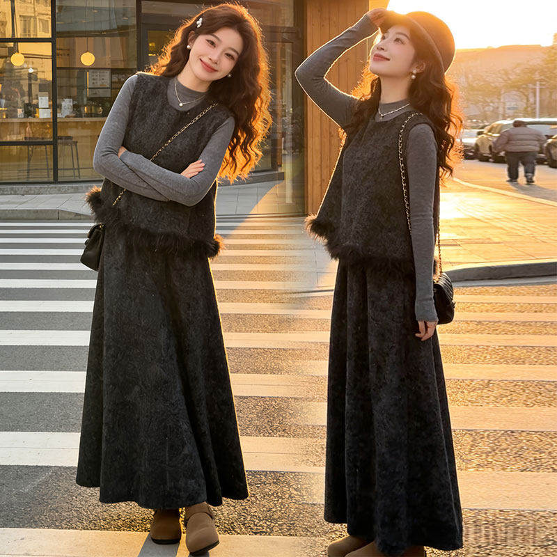 大码胖MM法式小香风套装女装春季新款马甲叠穿打底衫半身裙三件套,女装/女士精品,时尚套装,淘宝优惠券,粉丝福利购,淘宝优惠卷