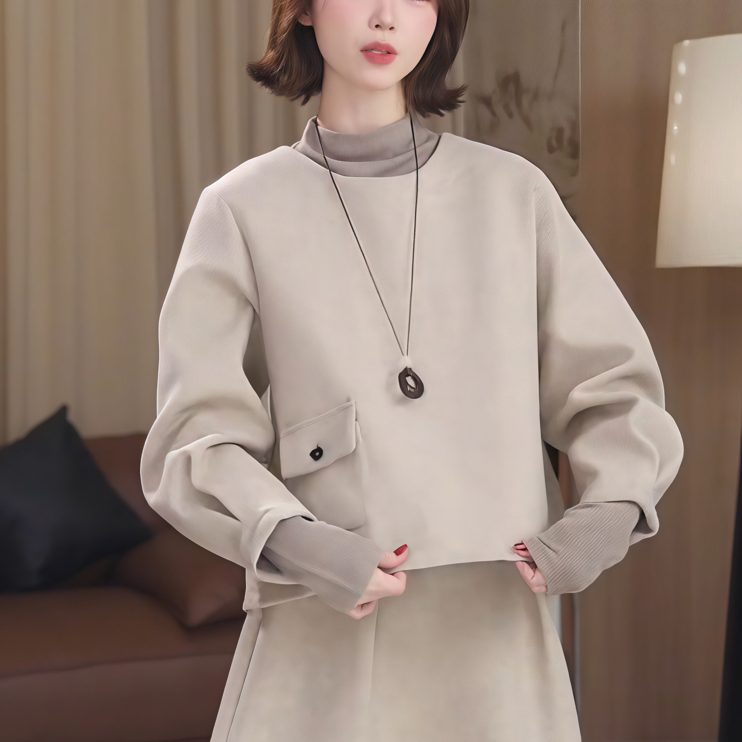 大码胖MM美式复古休闲风长袖打底衫加上衣加半身裙显瘦减龄三件套,女装/女士精品,时尚套装,淘宝优惠券,粉丝福利购,淘宝优惠卷