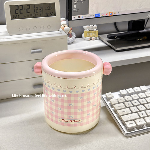 桌面垃圾桶2025新款小号学生宿舍大容量办公室高颜值塑料可爱迷你