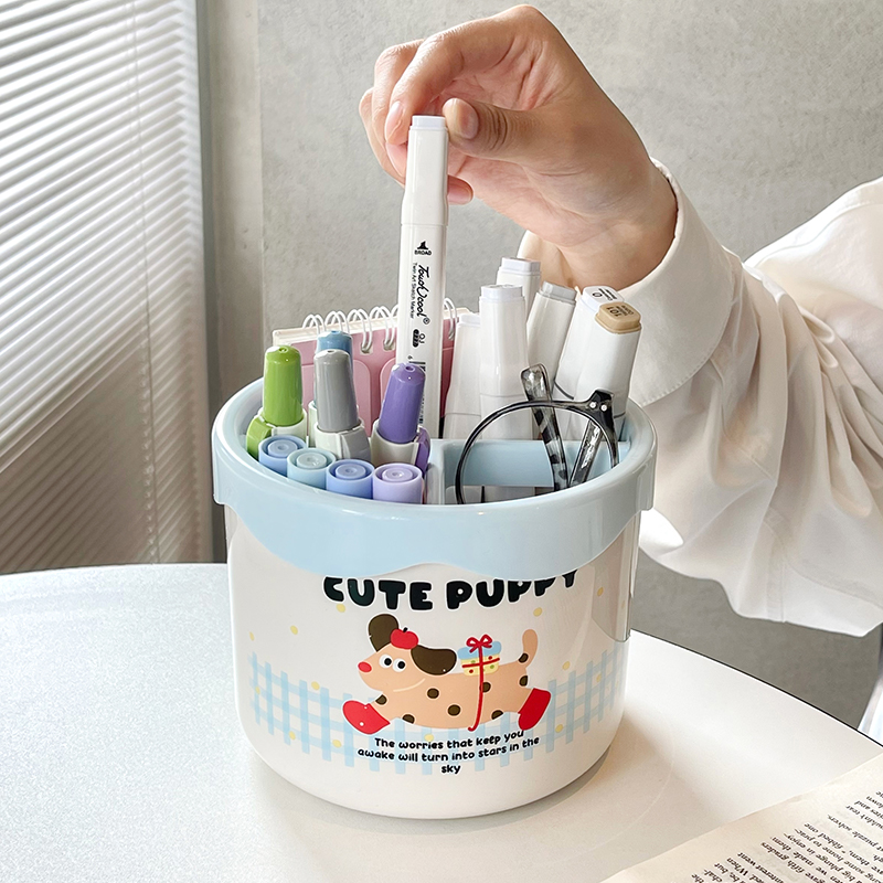 多巴胺桌面收纳盒高颜值可爱分格收纳办公室工位宿舍桌面小收纳桶