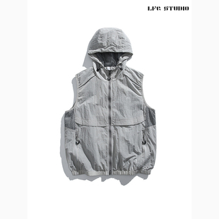 连帽开衫 外套 潮牌户外登山三防泼水冲锋衣马甲男女徒步无袖 LFG