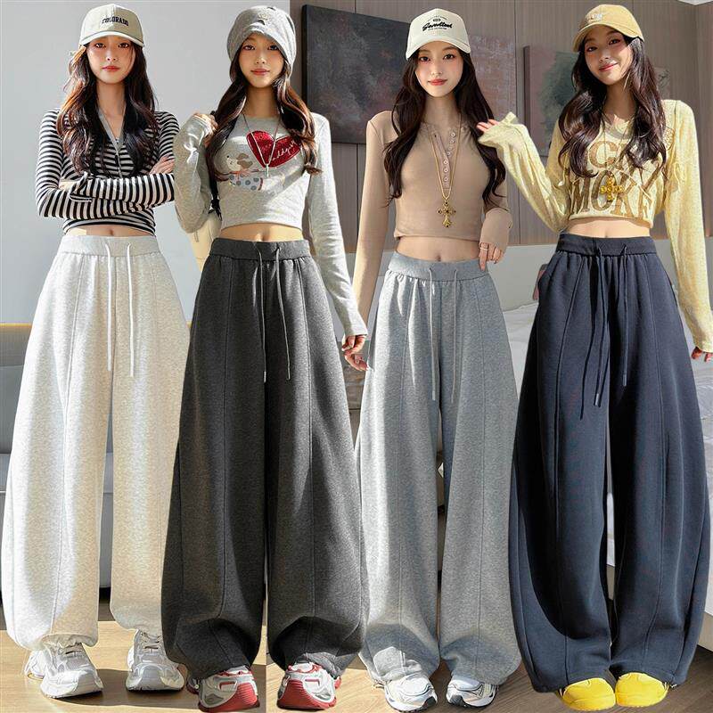 慵懒风阔腿裤女春季2026新款高腰显瘦宽松直筒拖地休闲裤两穿裤子