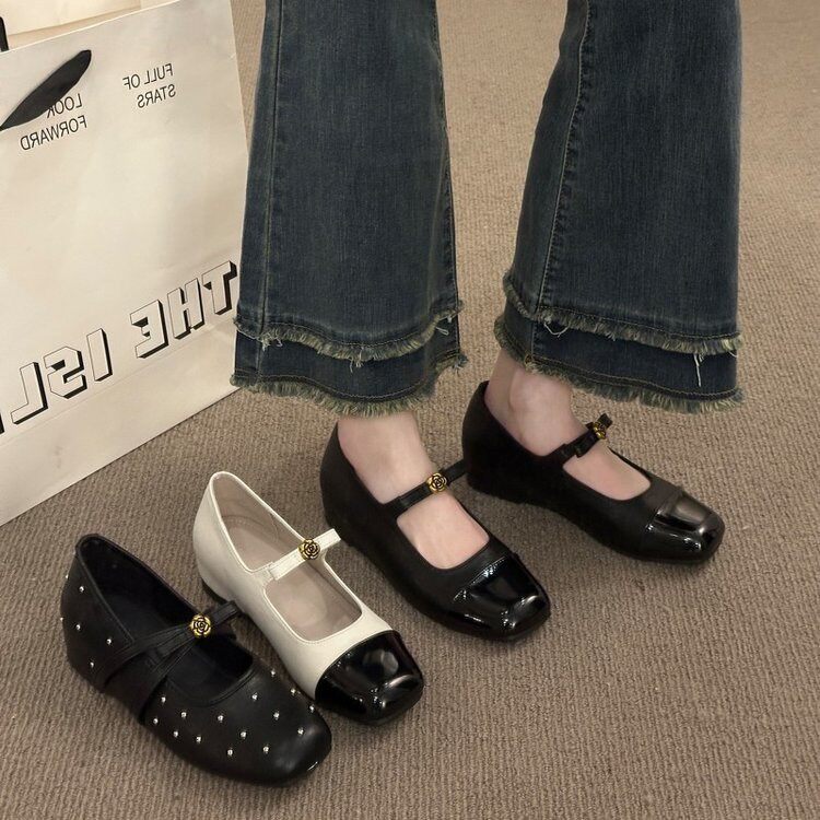 法式小香风内增高玛丽珍鞋女2026春季方头一字扣百搭单鞋