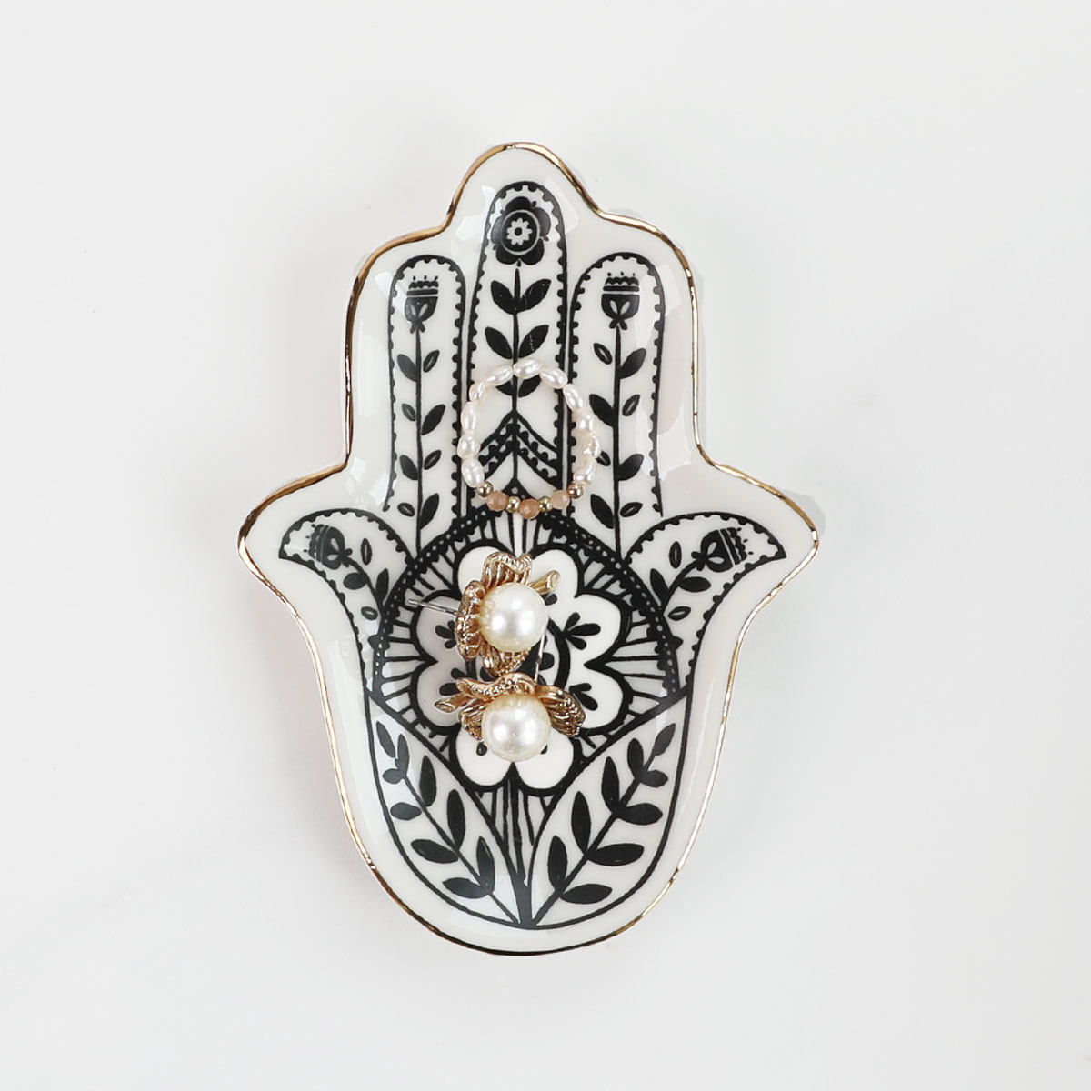 세라믹 트레이 북유럽 인 스타일 입구 검은 부처님의 손 유럽 트레이 기본 보석 접시 보관함